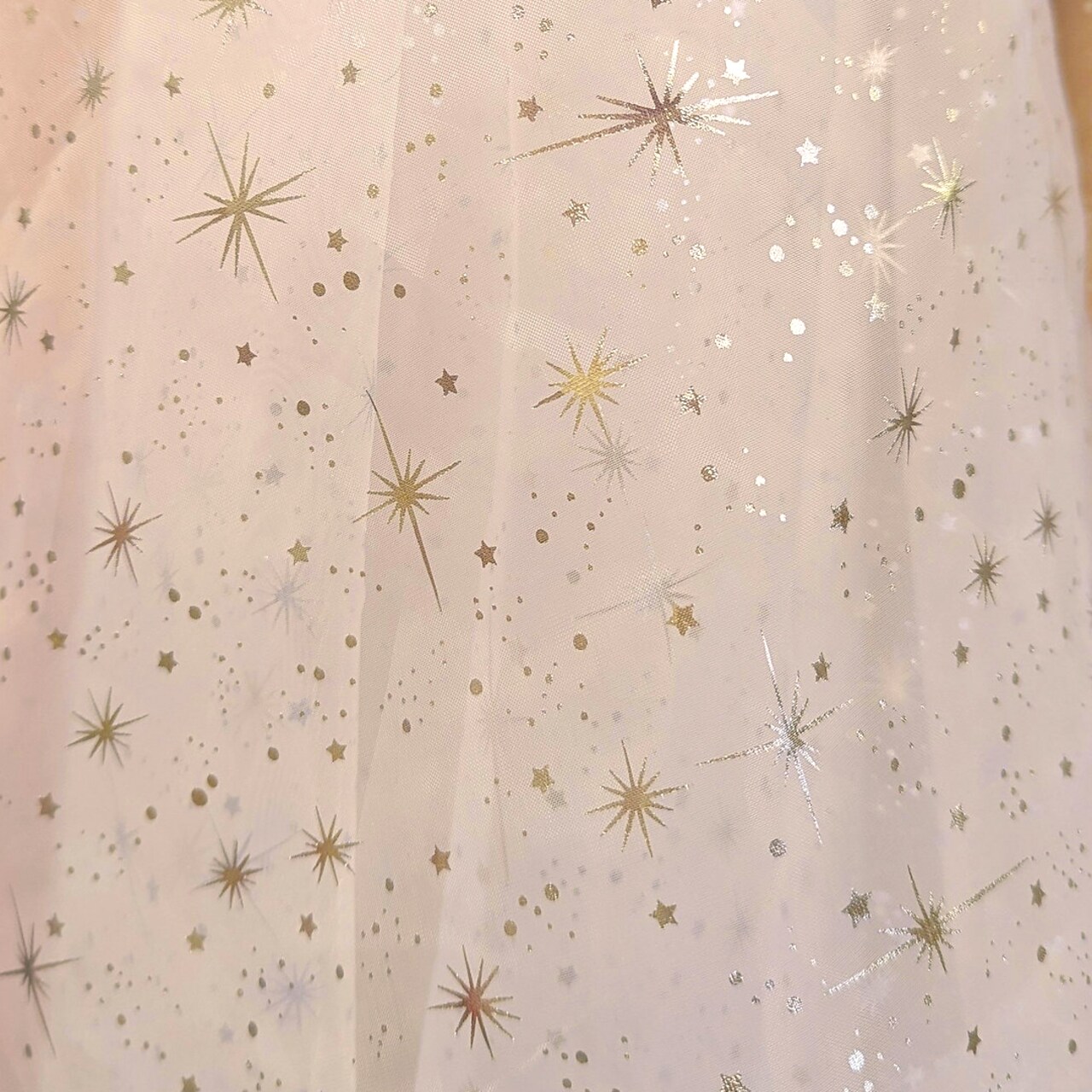 1 Yard Foil Star Organza Fabric Sheer Silver Stars Lightweight Polyester 58/59 inches wide
